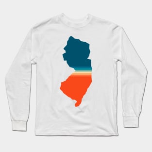 New Jersey State Retro Map Long Sleeve T-Shirt